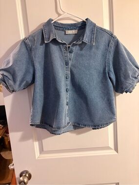 Blue Denim Button Top